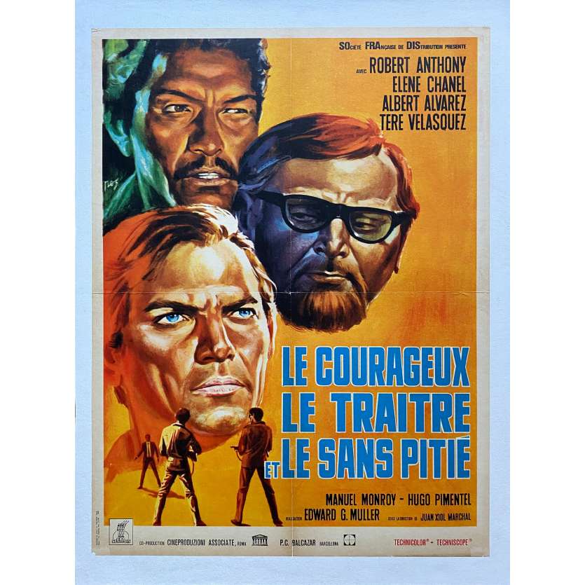 LE COURAGEUX LE TRAITRE ET LE SANS PITIE Affiche de film entoilée- 60x80 cm. - 1967 - Roberto Antonelli, Juan Xiol