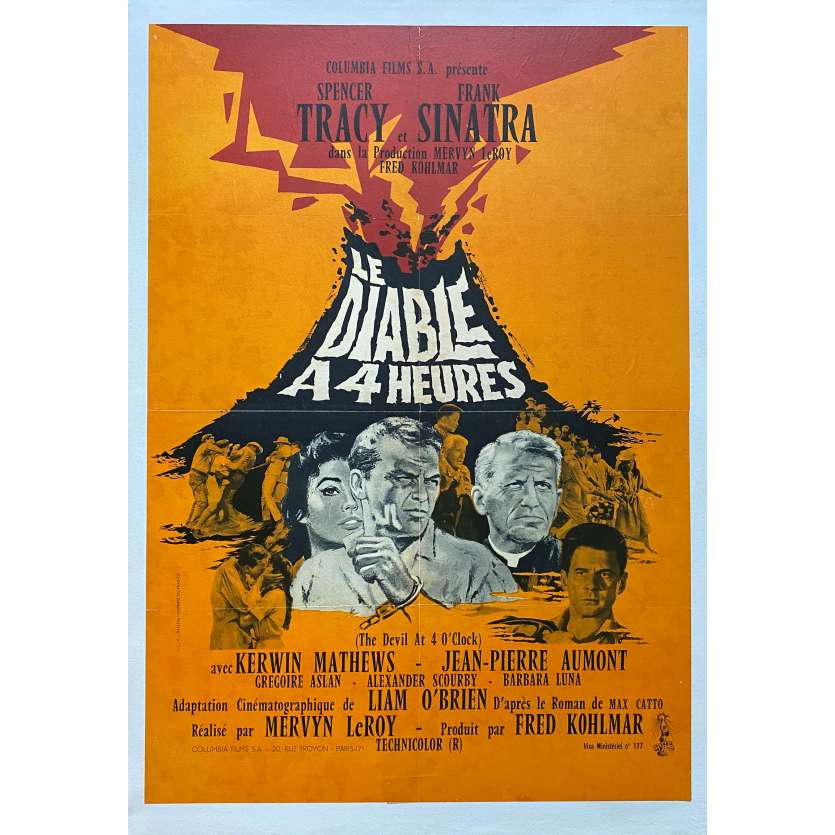 THE DEVIL AT 4 O'CLOCK Movie Poster- 23x32 in. - 1961 - Mervyn LeRoy, Spencer Tracy