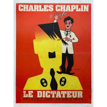 LE DICTATEUR Affiche de film entoilée- 60x80 cm. - 1940 - Paulette Goddard, Charles Chaplin