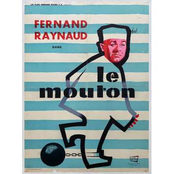 LE MOUTON Affiche de film entoilée- 60x80 cm. - 1960 - Fernand Raynaud, Pierre Chevalier
