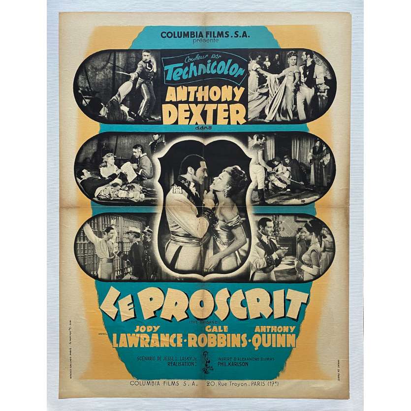 LE PROSCRIT Affiche de film entoilée- 60x80 cm. - 1952 - Anthony Dexter, Phil Karlson