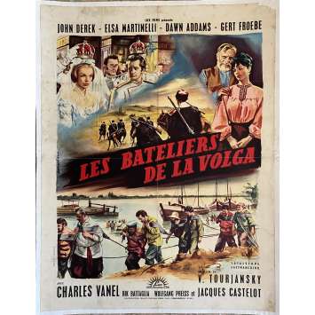 LES BATELIERS DE LA VOLGA Affiche de film entoilée- 60x80 cm. - 1959 - John Derek, Viktor Tourjansky