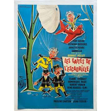 LES GAITES DE L'ESCADRILLE Affiche de film entoilée- 60x80 cm. - 1958 - Eddy Rasimi, Georges Péclet