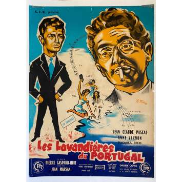 LES LAVANDIERES DU PORTUGAL Affiche de film entoilée- 60x80 cm. - 1957 - Jean-Claude Pascal, Pierre Gaspard-Huit
