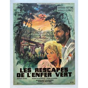 LES RESCAPES DE L'ENFER VERT Affiche de film entoilée- 60x80 cm. - 1963 - Barbara Rutting, Franz Eichhorn
