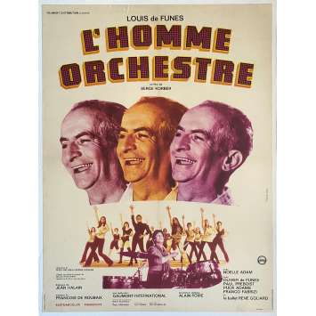 L'HOMME ORCHESTRE Affiche de film entoilée- 60x80 cm. - 1970 - Louis De Funes, Serge Korber