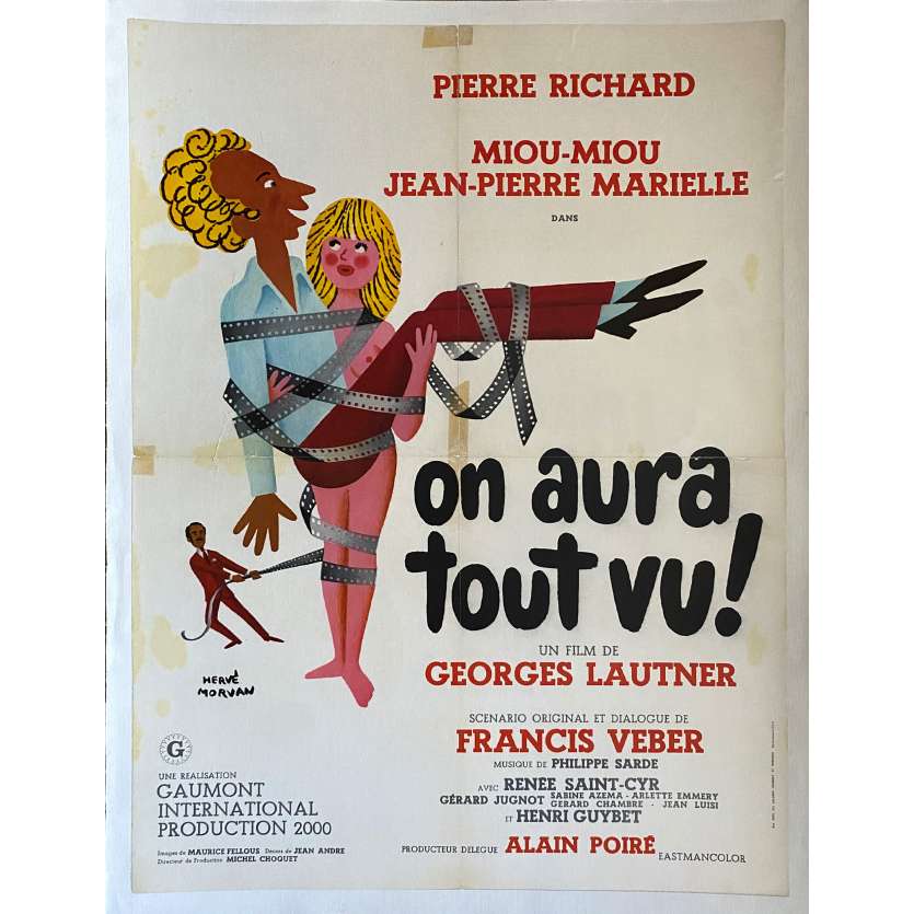 ON AURA TOUT VU Affiche de film entoilée- 60x80 cm. - 1976 - Pierre Richard, Miou-Miou, Georges Lautner
