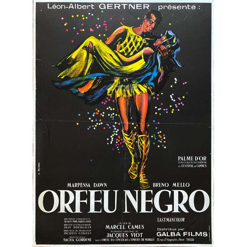 ORFEU NEGRO Affiche de film entoilée- 60x80 cm. - 1959 - Breno Mello, Marcel Camus