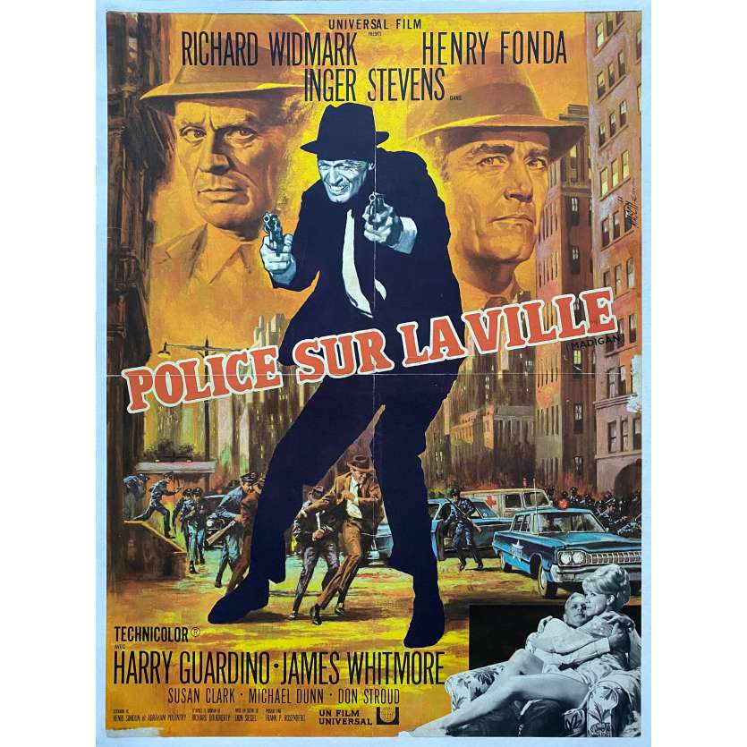 POLICE SUR LA VILLE Affiche de film entoilée- 60x80 cm. - 1968 - Richard Widmark, Don Siegel
