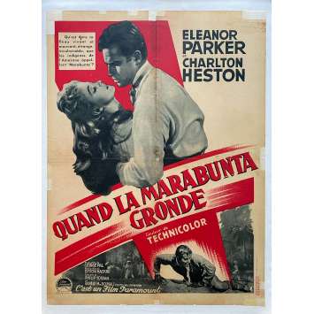 QUAND LA MARABUNTA GRONDE Affiche de film entoilée- 60x80 cm. - 1954 - Charlton Heston, Byron Haskin