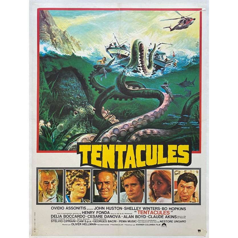 TENTACULES Affiche de film entoilée- 60x80 cm. - 1977 - John Huston, Ovidio G. Assonitis