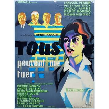 TOUS PEUVENT ME TUER Affiche de film entoilée- 60x80 cm. - 1957 - François Périer, Henri Decoin