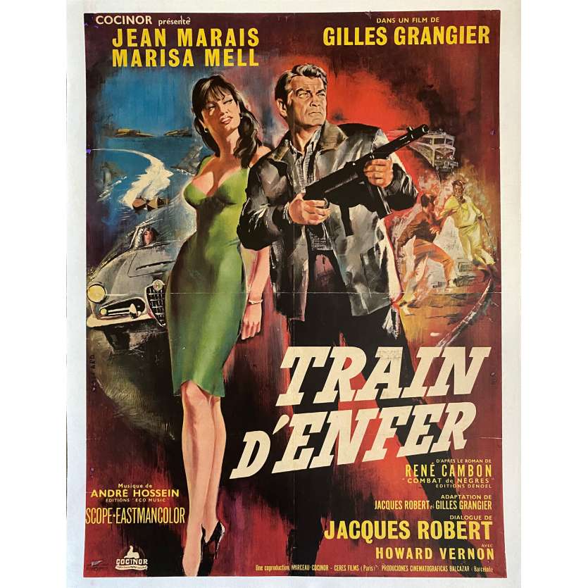 TRAIN D'ENFER Movie Poster- 23x32 in. - 1965 - Gilles Grangier, Jean Marais, Marisa Mell