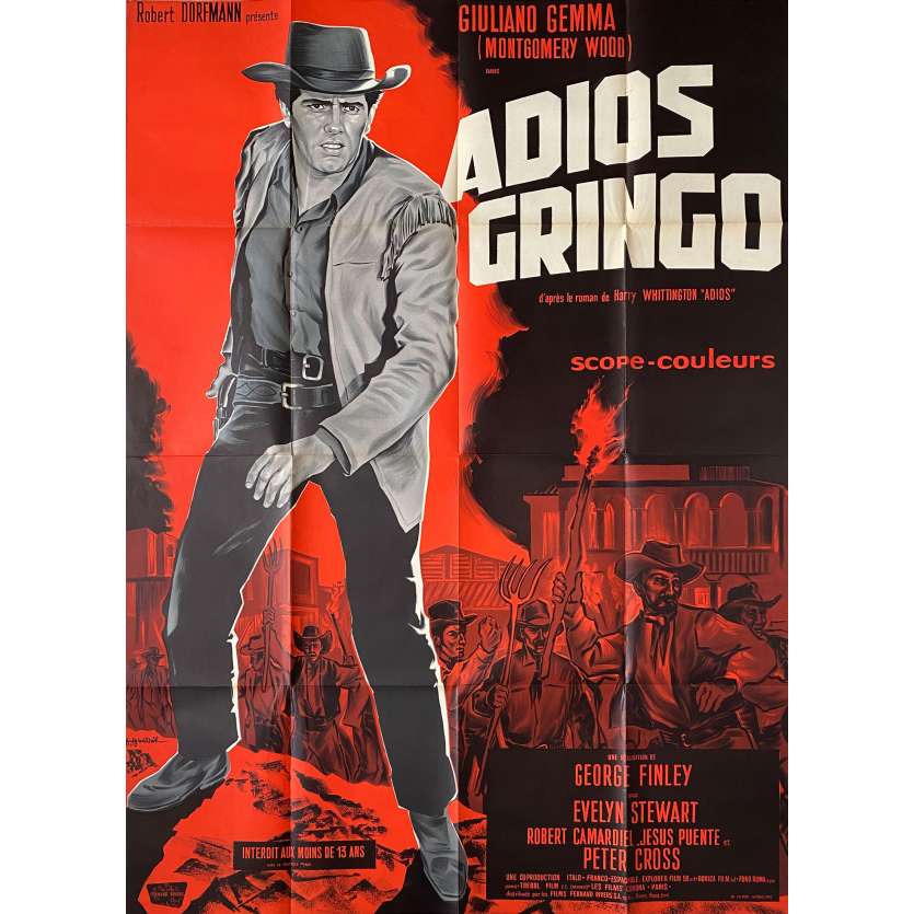 ADIOS GRINGO Affiche de cinéma- 120x160 cm. - 1965 - Giuliano Gemma, Giorgio Stegani