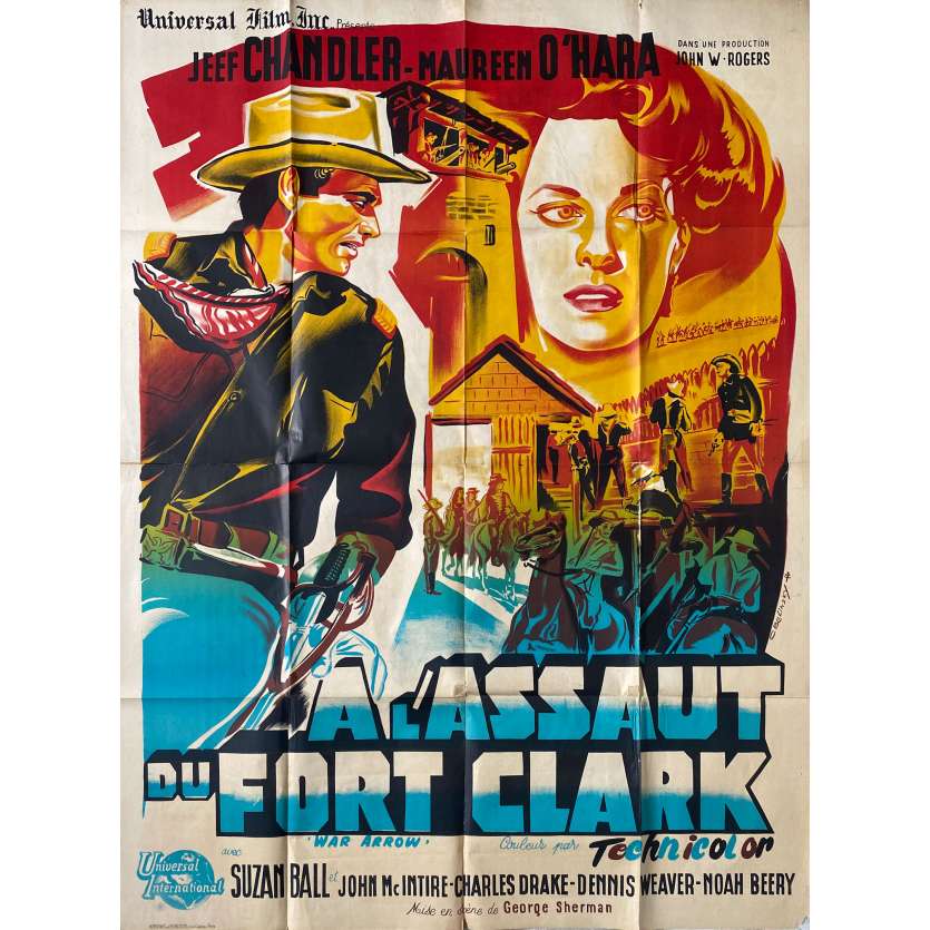 A L'ASSAUT DE FORT CLARK Affiche de cinéma- 120x160 cm. - 1953 - Jeff Chandler, George Sherman