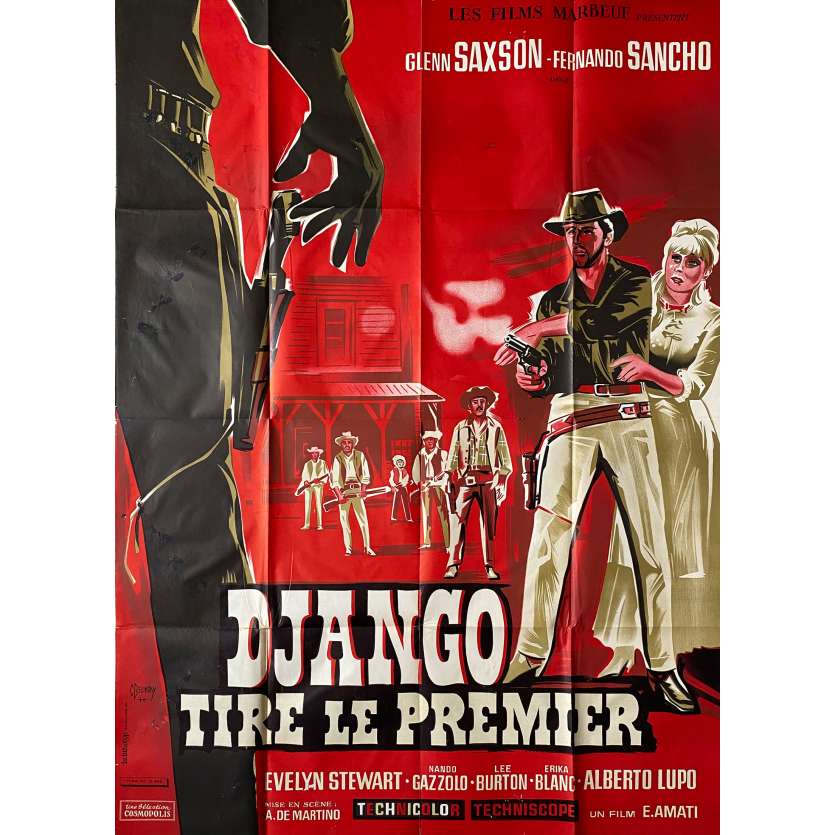 DJANGO TIRE LE PREMIER Affiche de cinéma- 120x160 cm. - 1966 - Glenn Saxson, Alberto De Martino