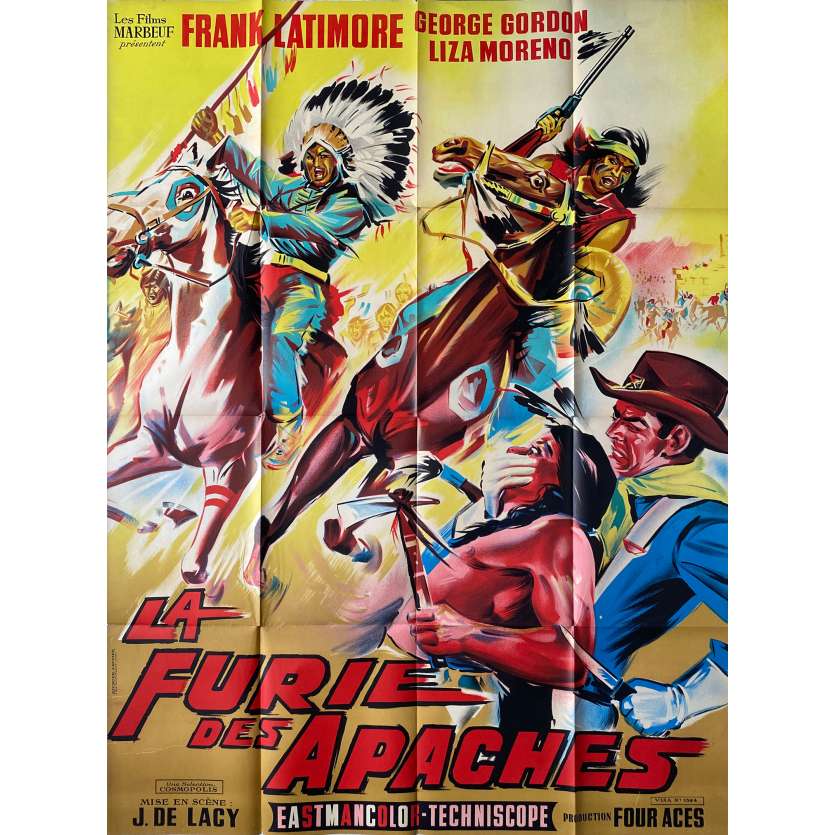 LA FURIE DES APACHES Affiche de cinéma- 120x160 cm. - 1964 - Frank Latimore, José María Elorrieta