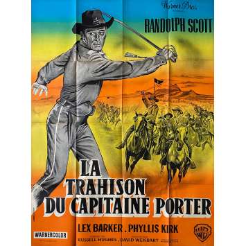 LA TRAHISON DU CAPITAINE PORTER Affiche de cinéma- 120x160 cm. - 1953 - Randolph Scott, André De Toth