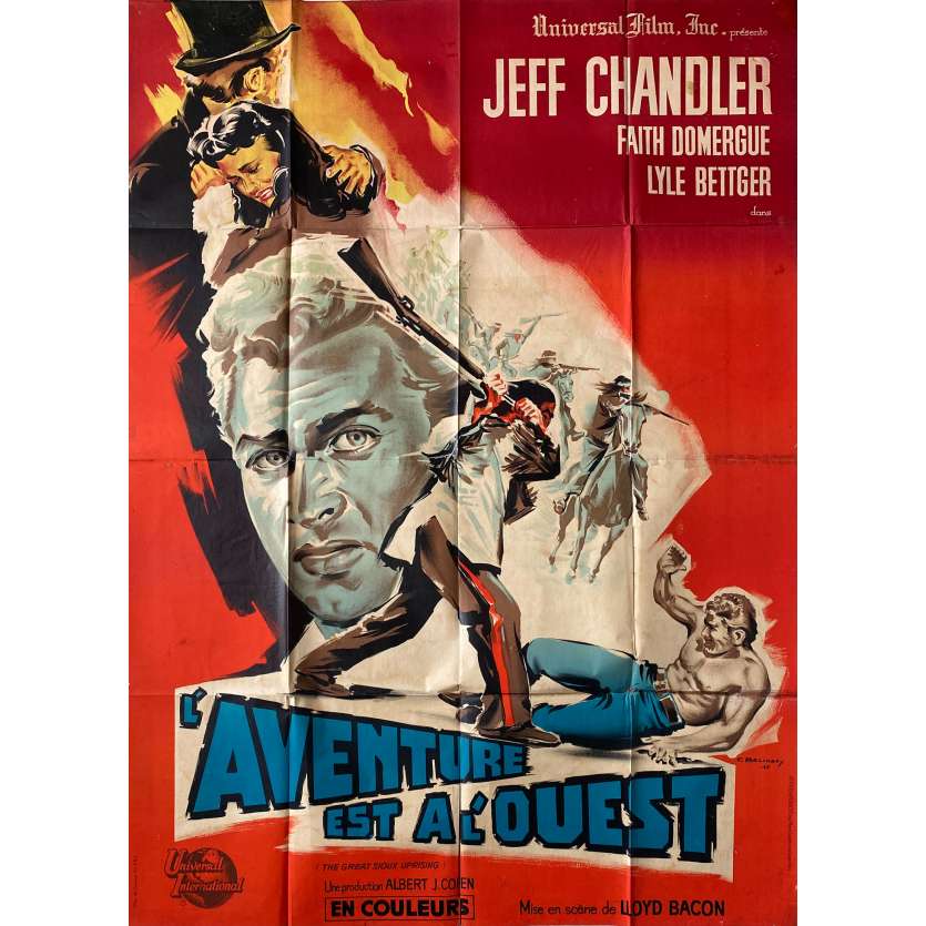 L'AVENTURE EST A L'OUEST Affiche de cinéma- 120x160 cm. - 1953 - Jeff Chandler, Lloyd Bacon