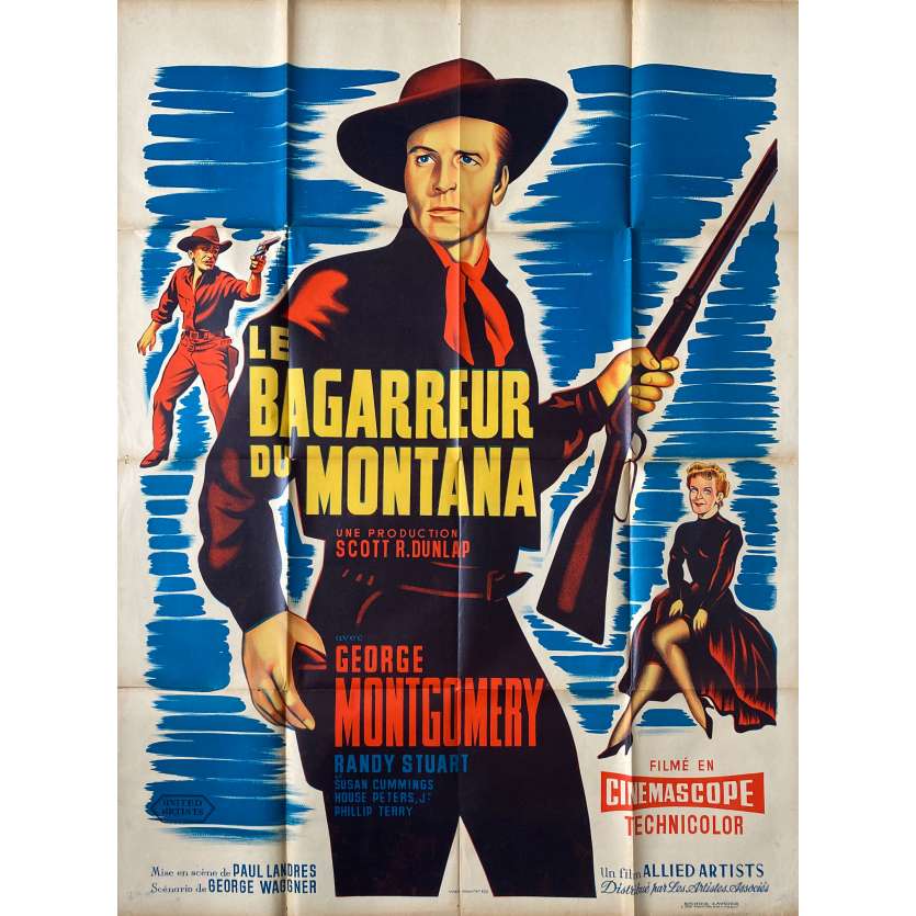 LE BAGARREUR DU MONTANA Affiche de cinéma- 120x160 cm. - 1958 - George Montgomery, Paul Landres