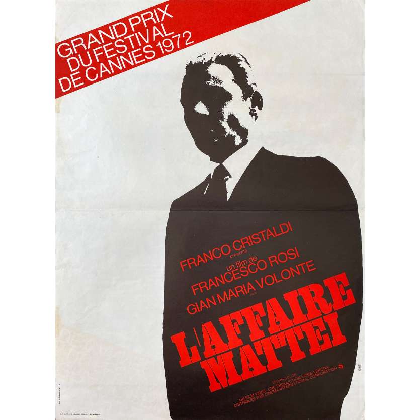 L'AFFAIRE MATTEI Affiche de cinéma- 40x54 cm. - 1972 - Gian Maria Volonte, Francesco Rosi