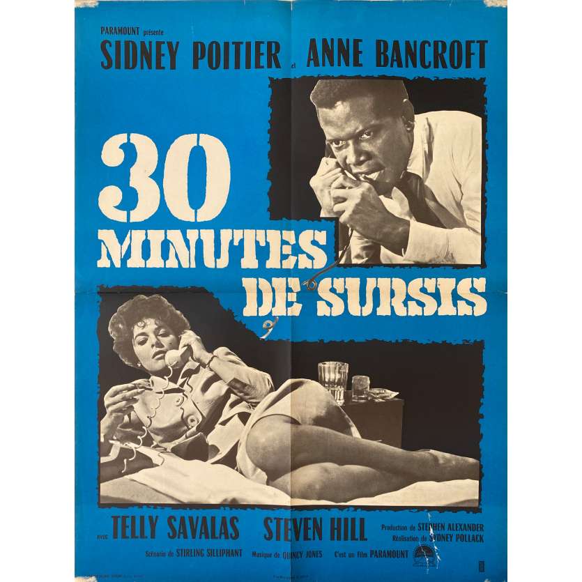 30 MINUTES DE SURSIS Affiche de cinéma- 60x80 cm. - 1965 - Sidney Poitier, Sydney Pollack