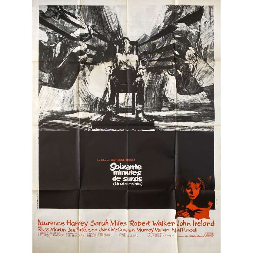 60 MINUTES DE SURSIS Affiche de cinéma- 120x160 cm. - 1963 - Sarah Miles, Laurence Harvey