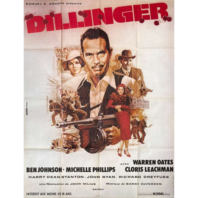 DILLINGER Movie Poster- 47x63 in. - 1973 - John Milius, Warren Oates