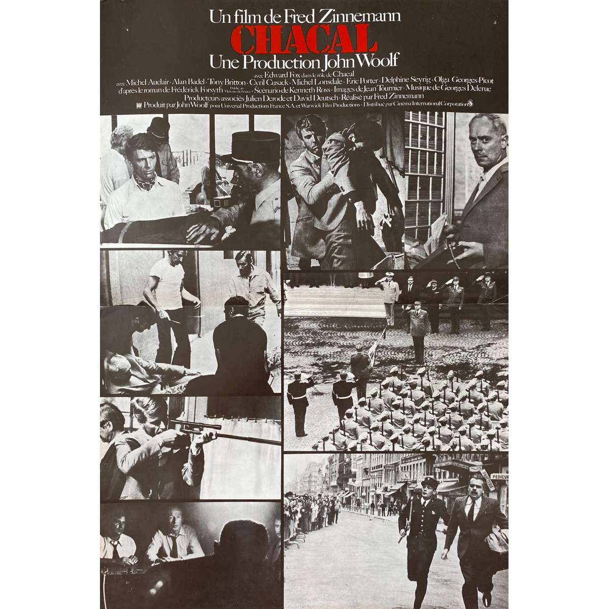 THE DAY OF THE JACKAL French Movie Poster 10x12 in. 1973 2p