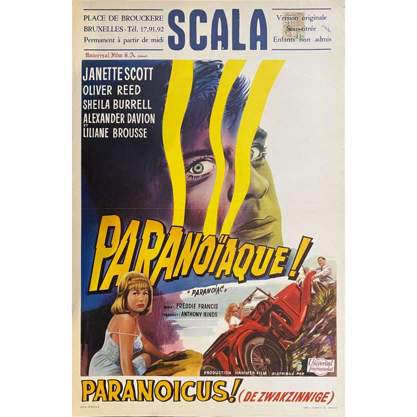 PARANOIAC Movie Poster- 14x21 in. - 1963 - Freddie Francis, Janette Scott