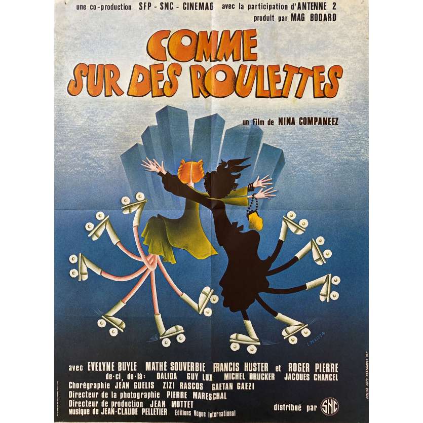 COMME SUR DES ROULETTES Affiche de cinéma- 60x80 cm. - 1977 - Francis Huster, Nina Companeez