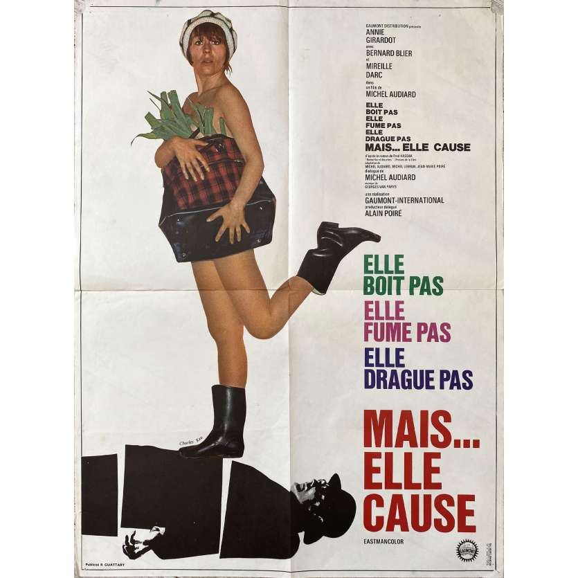 ELLE BOIT PAS, ELLE FUME PAS Affiche de cinéma- 60x80 cm. - 1970 - Annie Girardot, Michel Audiard