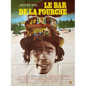 THE BAR AT THE CROSSING Movie Poster- 47x63 in. - 1972 - Alain Levent, Jacques Brel