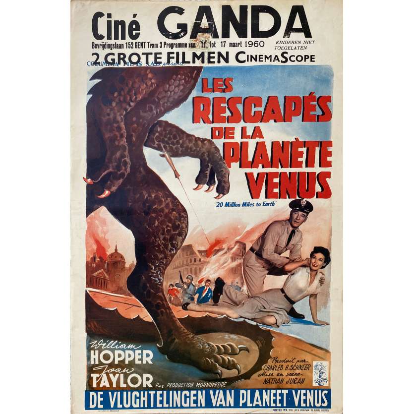 A DES MILLIONS DE KILOMETRES DE LA TERRE Affiche de cinéma- 35x55 cm. - 1957 - William Hopper, Ray Harryhausen
