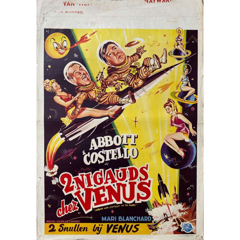 DEUX NIGAUDS CHEZ VENUS Affiche de cinéma- 35x55 cm. - 1953 - Bud Abbot, Lou Costello, Charles Lamont