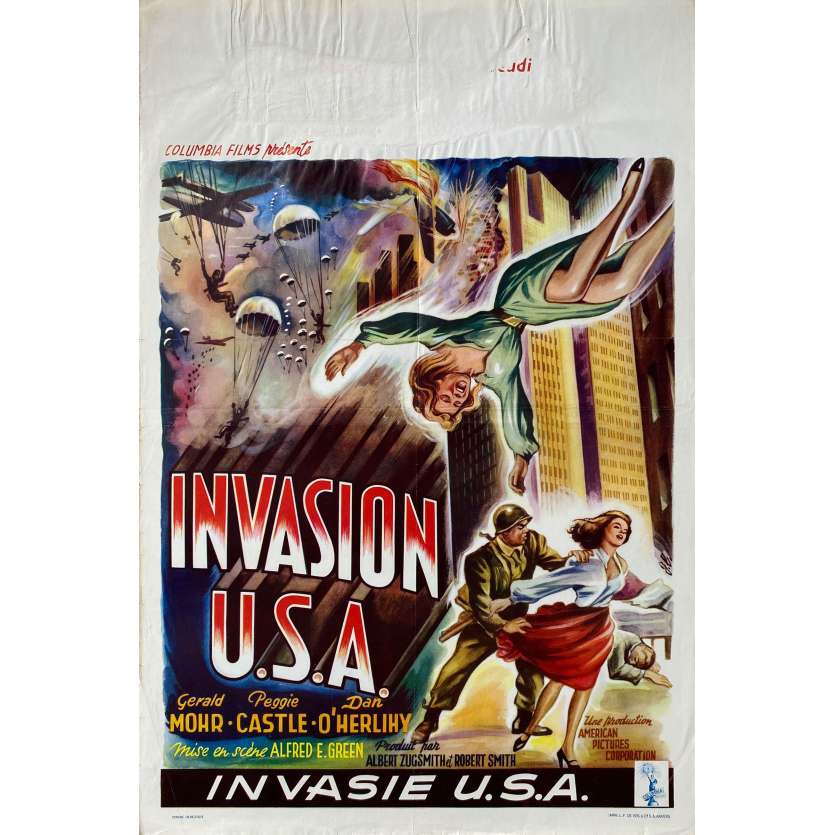 INVASION USA Affiche de cinéma- 35x55 cm. - 1952 - Gerald Morh, Alfred-E. Green