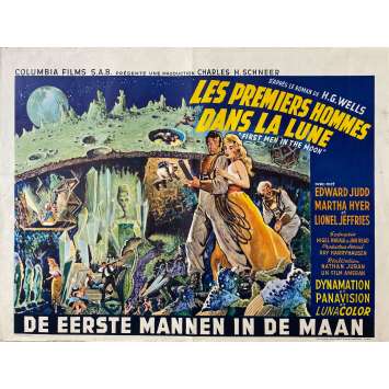 LES PREMIERS HOMMES DANS LA LUNE Affiche de cinéma- 35x55 cm. - 1964 - Edward Judd, Ray Harryhausen