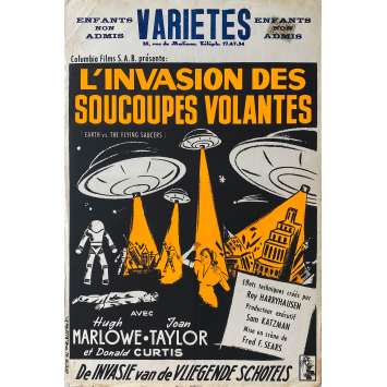 LES SOUCOUPES VOLANTES ATTAQUENT Affiche de cinéma- 35x55 cm. - 1956 - Hugh Marlowe, Ray Harryhausen