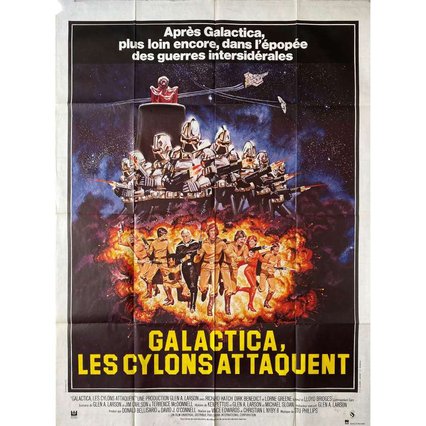 GALACTICA LES CYLONS ATTAQUENT Affiche de cinéma- 120x160 cm. - 1979 - Dirk Benedict, Vince Edwards