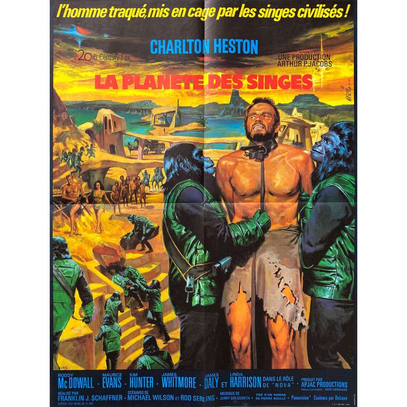 LA PLANETE DES SINGES Affiche de cinéma- 60x80 cm. - 1968/R1970 - Charlton Heston, Franklin J. Schaffner