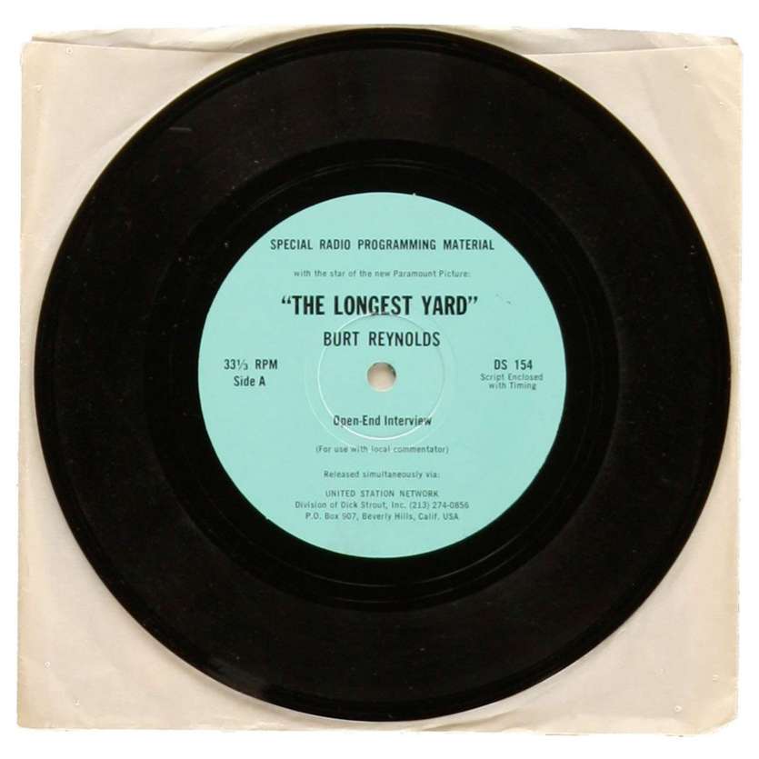 LONGEST YARD 45RPM record Radio Spots '74 Rare ! Burt Reynolds, Aldrich