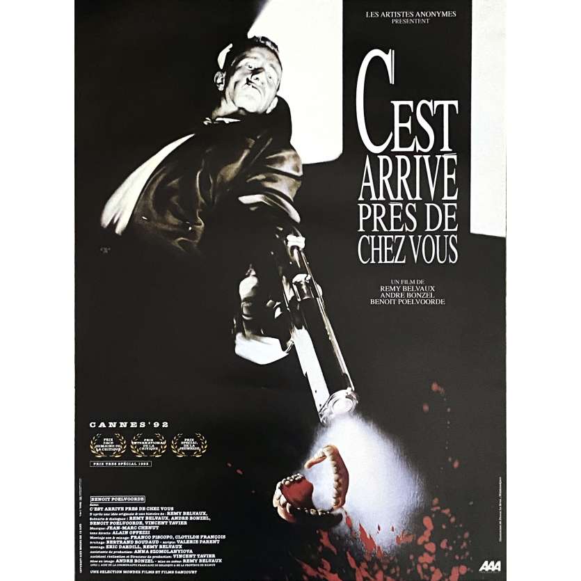 MAN BITES DOG Movie Poster- 15x21 in. - 1992/R2000 - Remy Belvaux, Benoit Poolvoerde