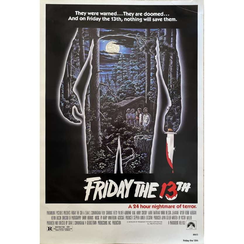 Friday THE 13TH Movie Poster29x41 in. USA - 1980 - Sean S. Cunningham, Kevin Bacon