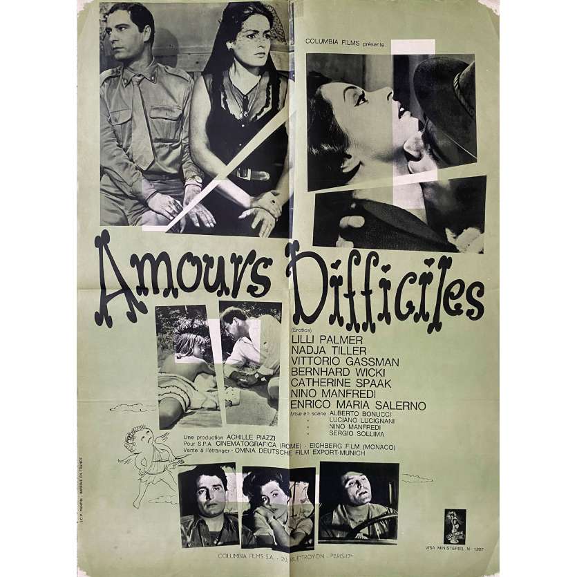 AMOURS DIFFICILES Affiche de film- 60x80 cm. - 1962 - Vittorio Gassman, Sergio Sollima