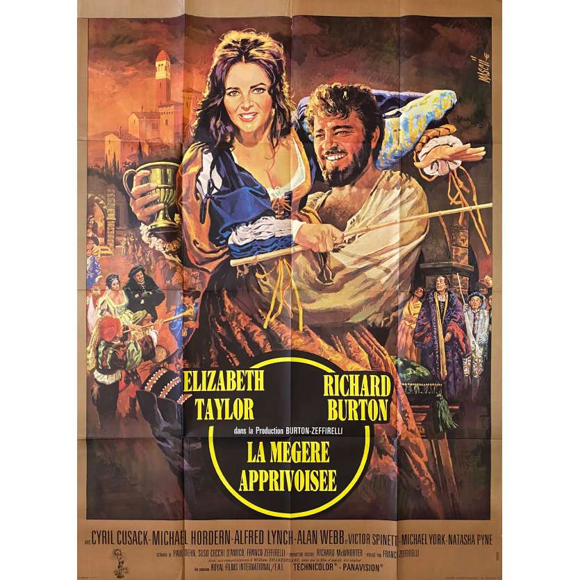 LA MEGERE APPRIVOISEE Affiche de film- 120x160 cm. - 1967 - Richard Burton, Liz taylor, Franco Zeffirelli