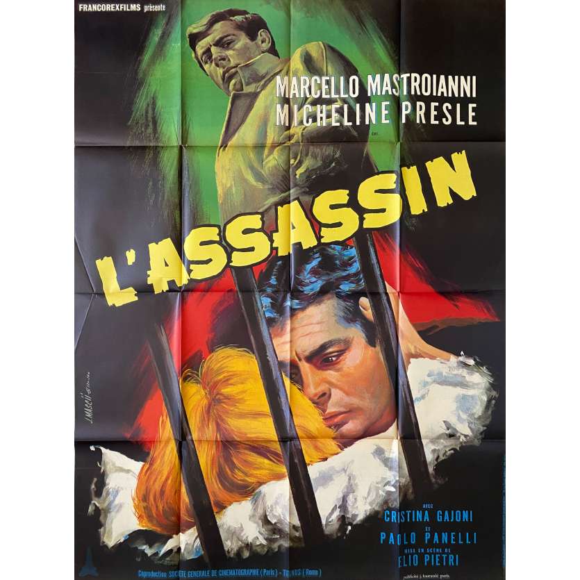 THE ASSASSIN Movie Poster Litho - 47x63 in. - 1961 - Elio Petri, Marcello Mastroianni