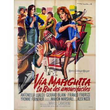 VIA MARGUTTA Movie Poster Litho - 47x63 in. - 1960 - Mario Camerini, Antonella Lualdi