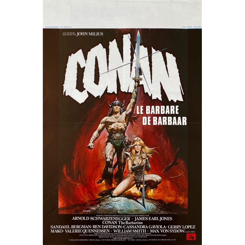 CONAN LE BARBARE Affiche de film- 35x55 cm. - 1982 - Arnold Schwarzenegger, John Milius