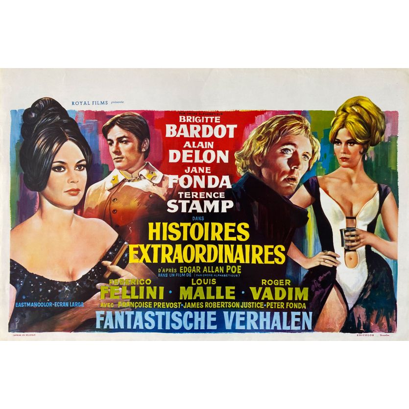 SPIRITS OF THE DEAD Movie Poster- 14x21 in. - 1968 - Federico Fellini, Brigitte Bardot