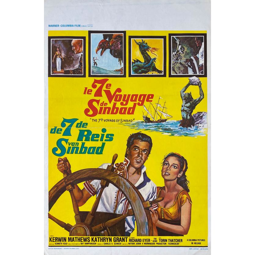7th VOYAGE OF SINBAD Movie Poster- 14x21 in. - 1975/R1970 - Ray Harryhausen, Kervin Mathews